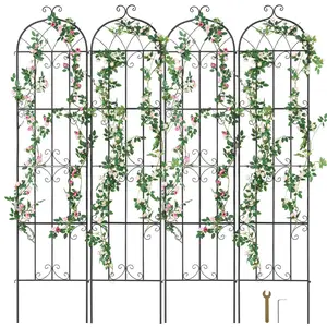 【Spotlight Day】VEVOR Garden Trellis for Climbing Plants, 87 x 20 in, 4 Packs Rustproof Metal Garden Flower Trellis, Outdoor Climbing Rose Trellis Cucumbers Support, Decorative Clematis Trellis for Courtyards Lawns