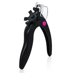 Acrylic Nail Clipper - Adjustable Stainless Steel Nail Tip Cutter,Nail Clippers for Acrylic Nails Professional False Nail Trimmer with Measuring Gauge for Nail Salon Home Manicure Tools(Black)
