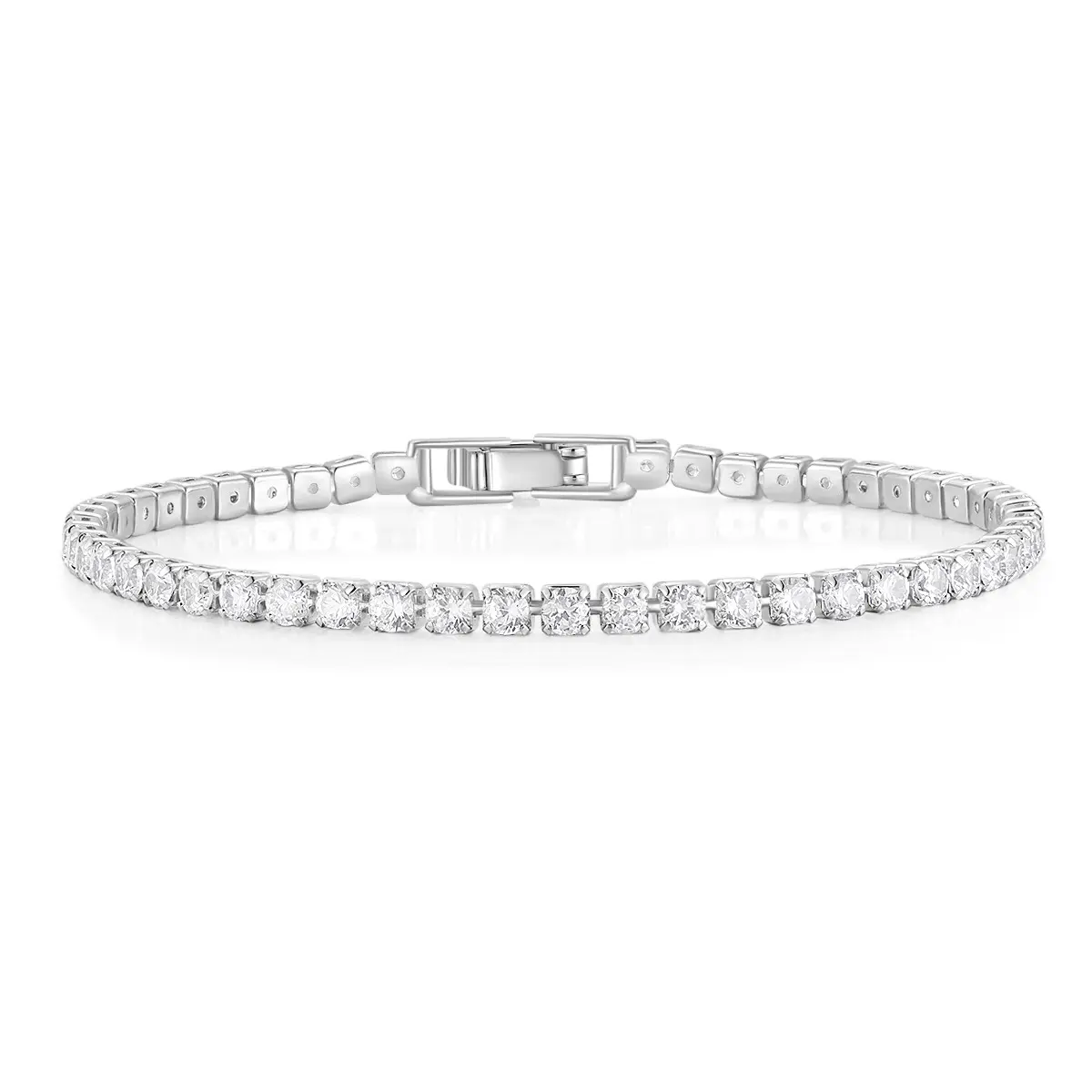 EAMTI Classic CZ Tennis Bracelet - 3mm Cubic Zirconia Elegant Minimalist Bangle, Exquisite Trendy Jewellery Accessory, Tennis Chain Bracelets & Bangles for Women, 6.5-7.5 Inches, Exquisite Bracelet