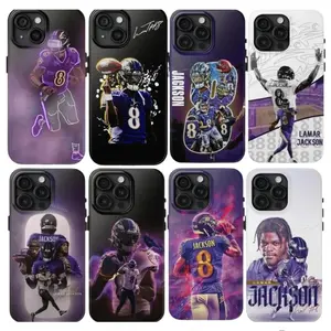 Lamar Jackson rugged phone case, modeled after a football player, shockproof and compatible with iPhone 17/16/15/14/13/12/11 Pro Max/Plus and Samsung Galaxy S23FE/22/23/24/25.
