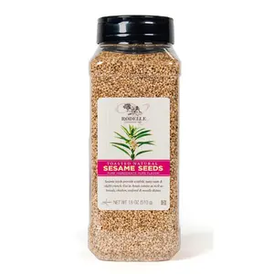 Rodelle Toasted Natural Sesame Seeds 18 oz - Rich Nutty Flavor for Cooking & Baking - Non-GMO Gluten-Free Vegan - Perfect for Stir-Fries Salads & Baked Goods - Meal - Asian Snack Healthy
