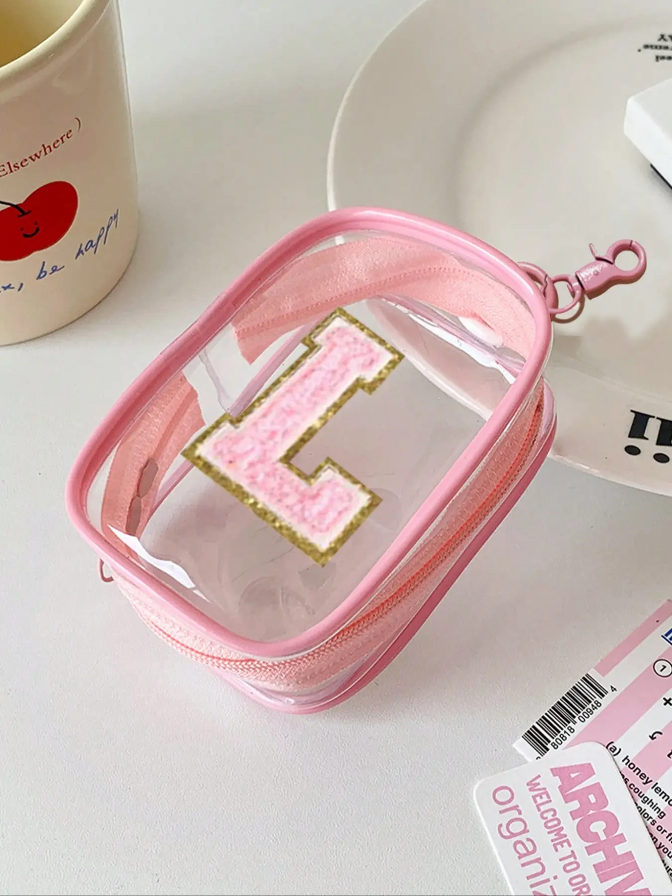 Portable mini transparent zippered storage bag, Clear storage bags, compact multi-functional storage bag, earphone charger storage box with key ring, transparent travel accessory, data cable storage bag