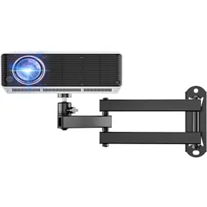 Foldable Projector Wall Mount, Fully Adjustable Projector Holder with 360? Rotating Gimbal, Wall Mount Stand for 1/4" M4 M6 Screw Size Projectors(1330LM-PM), Black