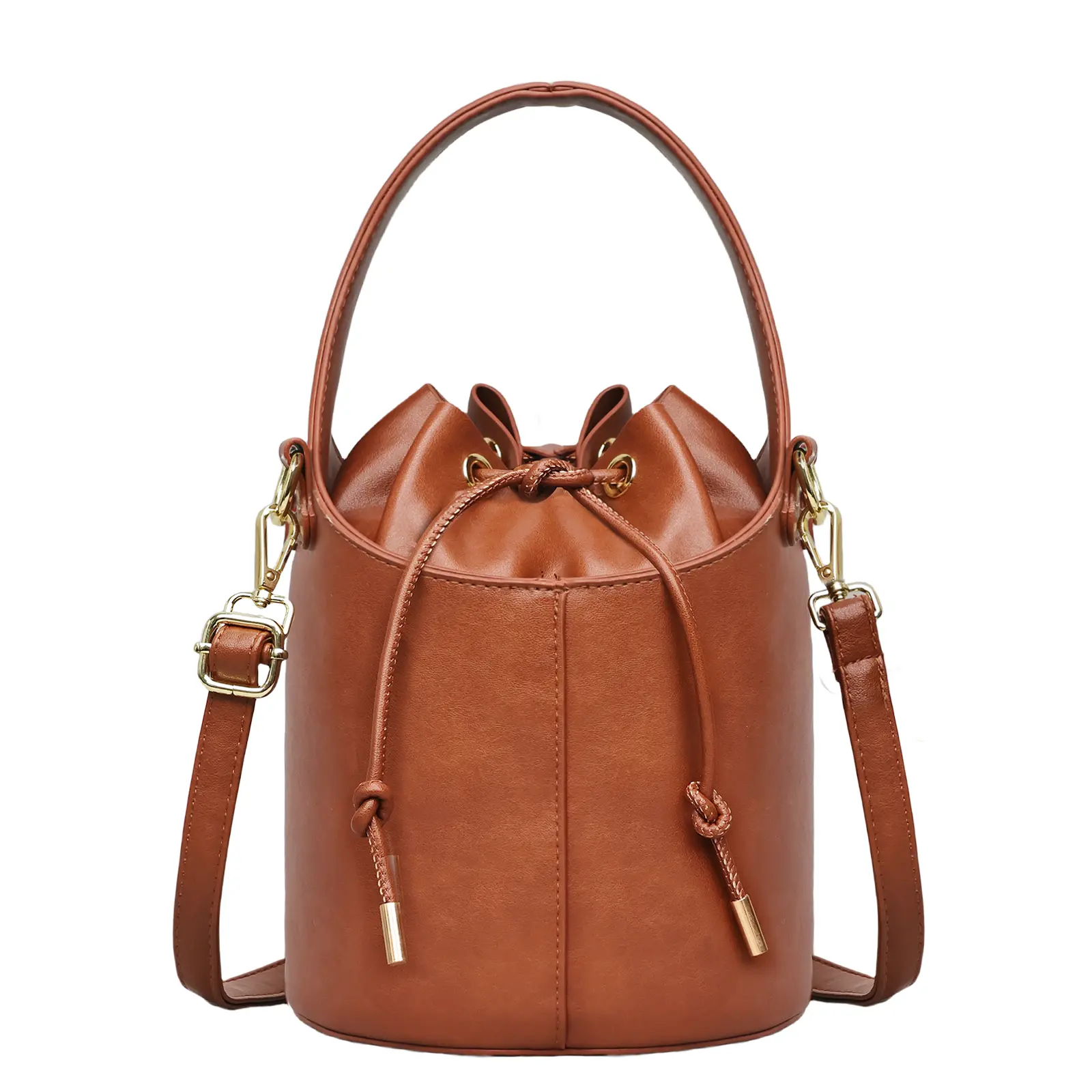RIVERICH Women's fashionable plain color handbag, top handle handbag, leather handbag, casual multi-functional handbag with drawstring design, fashionable full set daily handbag, wallet, fashionable commuting wallet diagonal cross bag