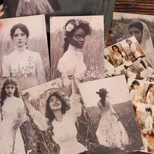 JAIIMAN 68pieces (32papers and 36stickers)Vintage Floral Girl DIY Scrapbook Paper Pack, Vintage Material Paper, for Scrapbooking Supplies, Junk Journal, Picture Frame Decoration, Background Pad, Craft Enthusiasts, Collage Decoration, Handmade Waste Diary