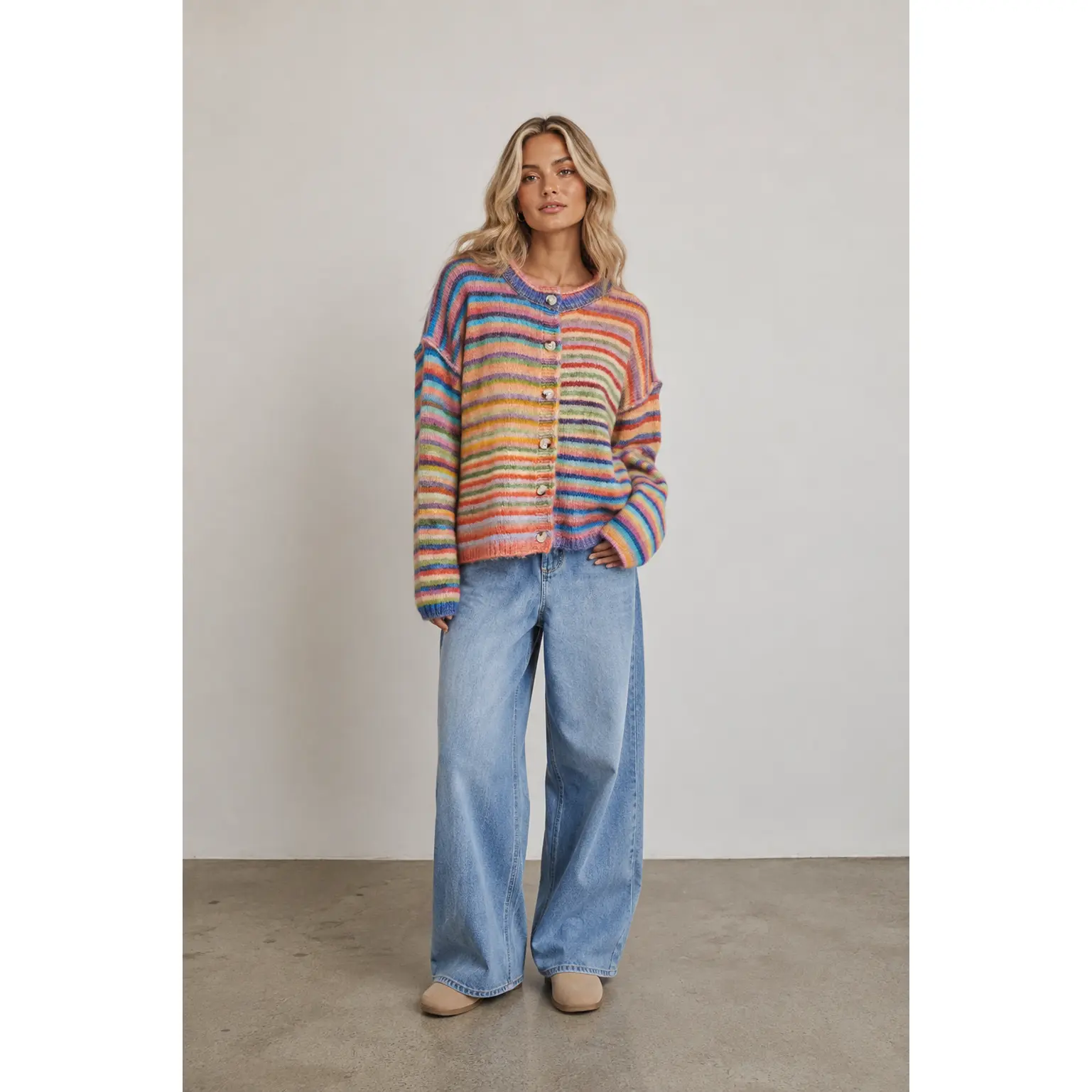 Dreamy - Rainbow Button-up Cardigan