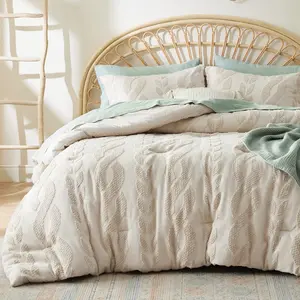 【Spring Glow Up】Bedsure  Fluffy Comforter Set,  Luxury Jacquard Farmhouse Boho Soft Warm Bedding for Winter, 1 Comforter  and 2 Pillowcases
