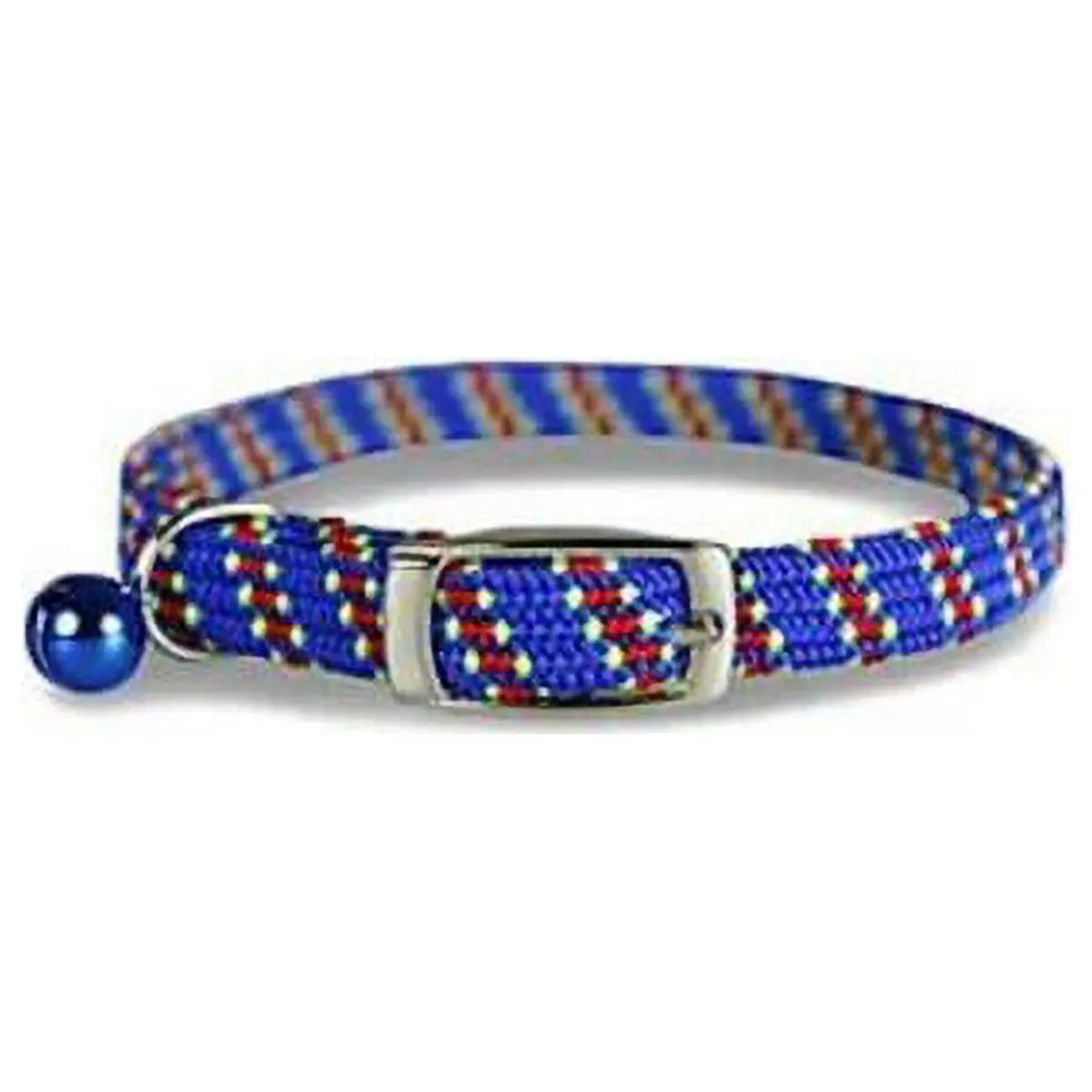 Leather Brothers 3914-BL Stretch Fabric Cat Kwik Klip Collar, 0.37x8-14 in., with Bell, Blue