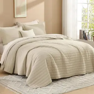 Litanika 3-Piece Quilt Bedding Set - Breathable & Soft Reversible Bed Cover, Lightweight Coverlet Set, Available in All Sizes & Colors