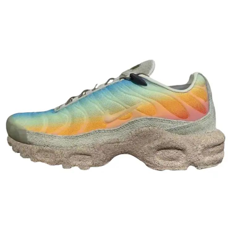 Women's Nike Air Max Plus 'Beach Sunset' Lace-Up Sneakers - Round Toe, Colorblock Gradient Mesh Upper, Wavy TPU Overlays, Tuned Air Cushioning, Beach-Themed Detailing, Multi-Color, All-Season Sports Footwear