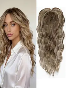 22 Inch Wavy Clip-In Hair Topper | 100% Premium Kanekalon Synthetic Hair with Bangs | Natural Volume for Thinning Hair | Confidence in Seconds Synthetic Extensions