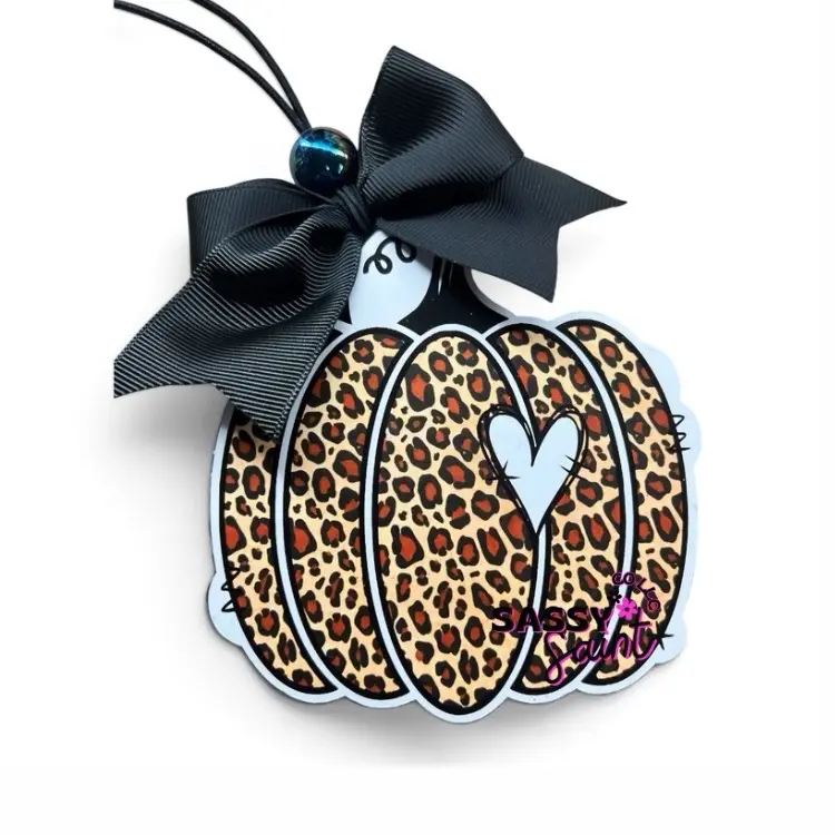 Leopard Print Pumpkin Freshie | Fall Car Air Freshener | Boho Pumpkin Car Charm | Autumn Car Decor | Western Gift for Her