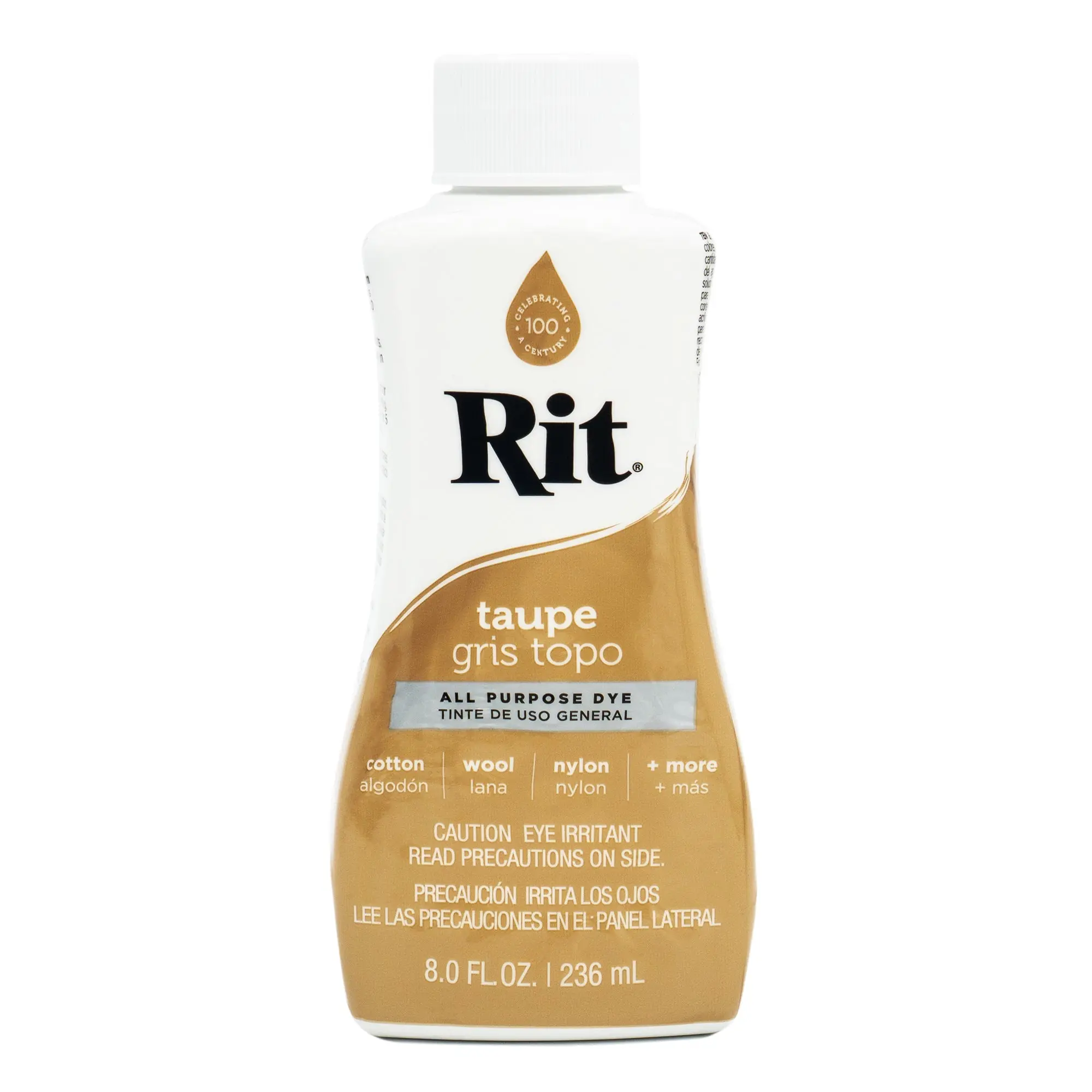 RIT Taupe All-Purpose Dye for Cotton, Wool, and Silk - 8.0 oz Liquid Fabric Dye