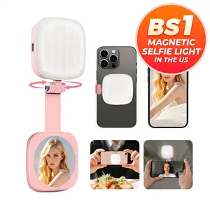 3 in 1 Magnetic Selfie Light for iPhone,Selfie Light with Mirror 360° LED Ring Light with Instant Attachment for MagSafe,Mirror and Phone Stand – Portable Rechargeable Fill Phone Light for Makeup, Live streaming fill light, Video Calls Conference
