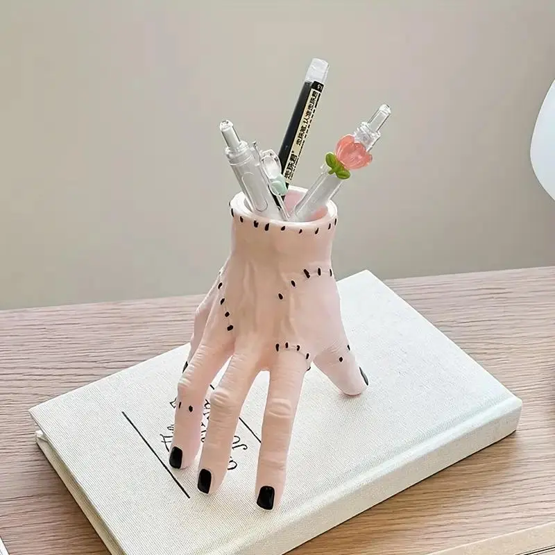 Frankenstein's Hand Pen Holder, Spooky Abs Resin Desk Organizer for Succulents & Small Plants, Halloween Decor, Office Supplies, Desk Accessories