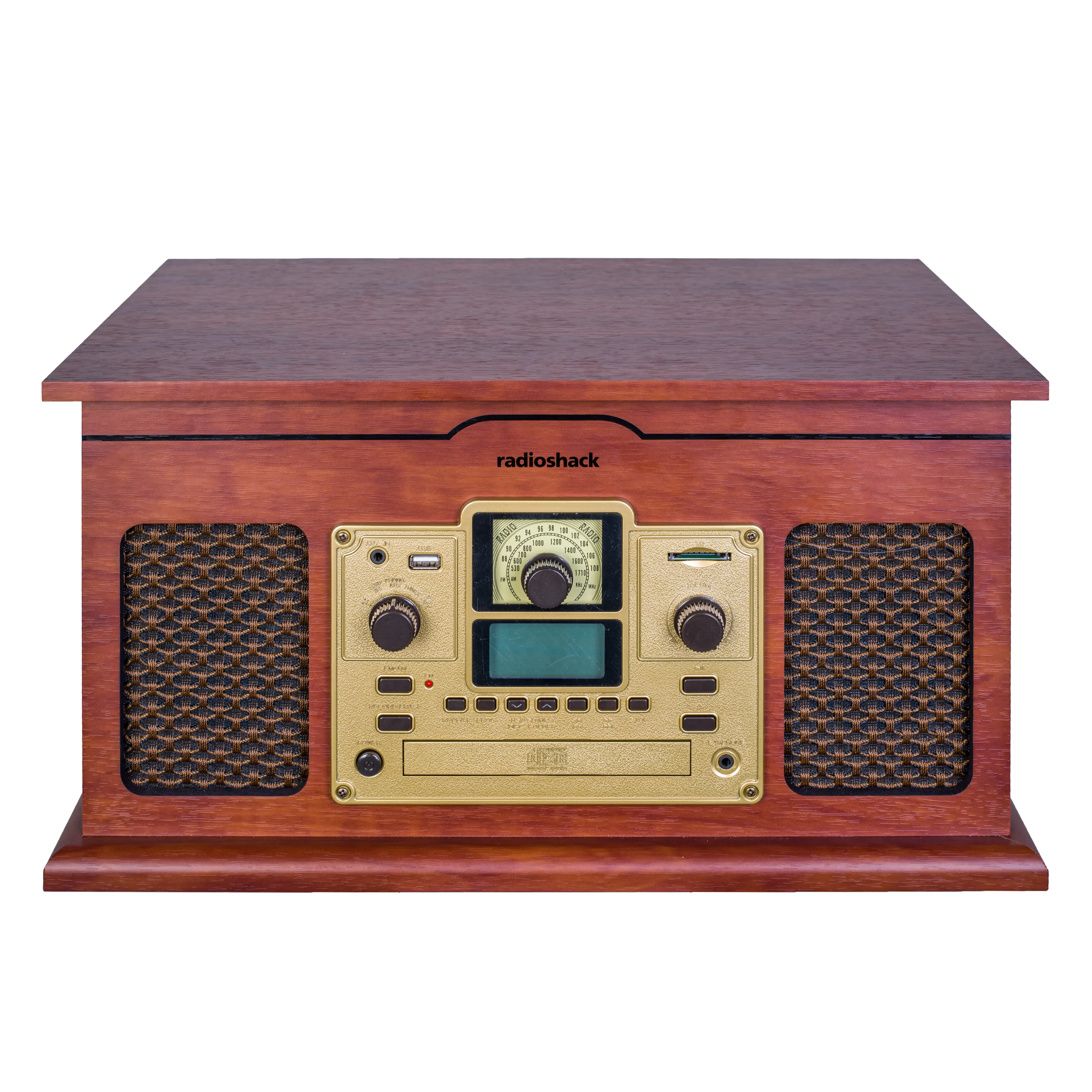 RadioShack Retro Vintage Vinyl Turntable - Vintage Gadgets Audio Stereo Device with Bluetooth, FM Radio, USB, SD - Model 4001791