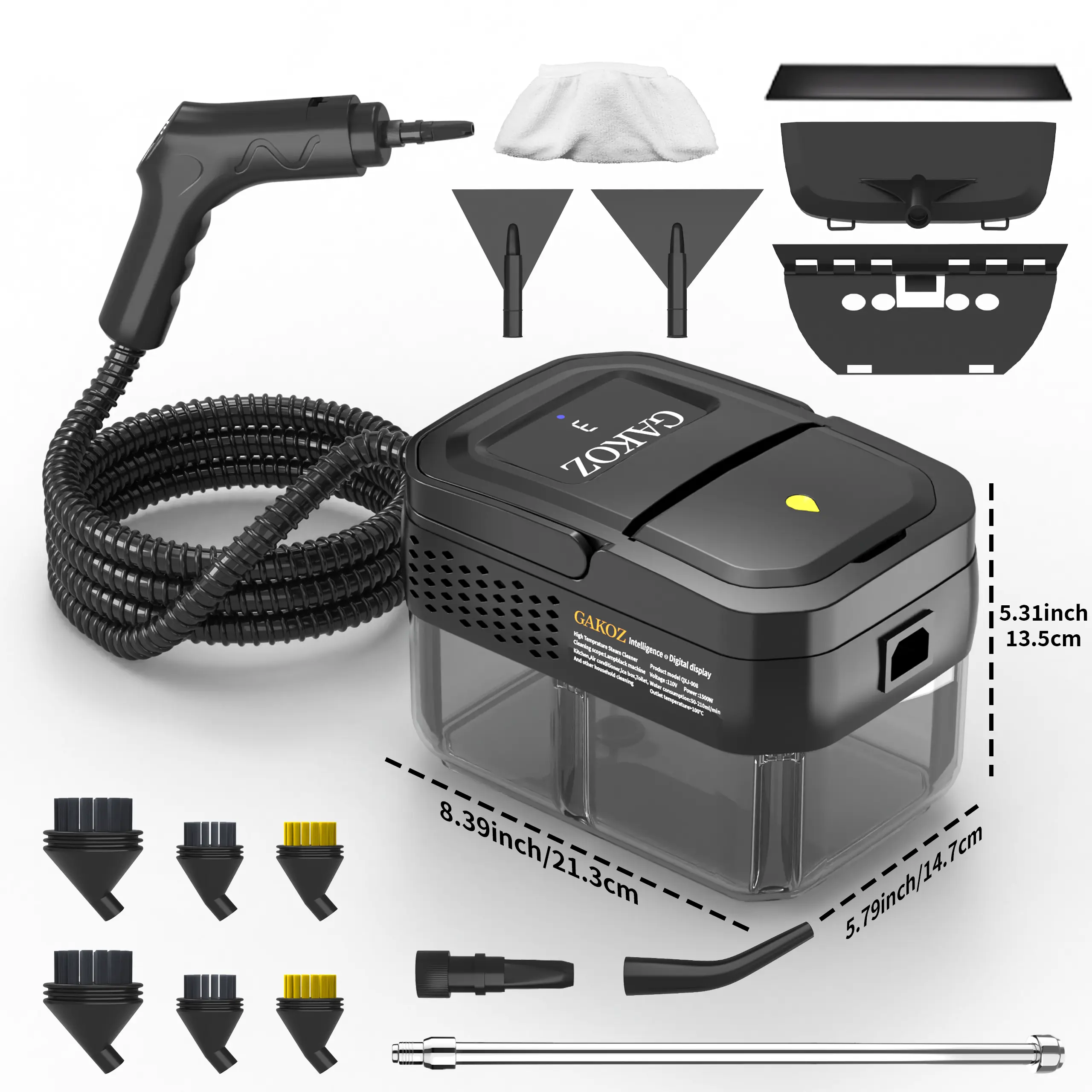 Large capacity handheld steam cleaner, 1800ml large water tank, fast heating, multi-functional portable steam cleaner, suitable for all household cleaning steam cleaners, suitable for cleaning floor, car, fabric, kitchen and bathroom tile gaps