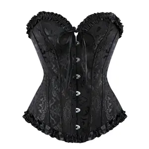 Overbust Corset Tops for Women Renaissance Corset Halloween Lace Push Up Bodyshaper Top with Bustier Pirate Costume Bustier Tops Corset Shapewear Steampunk Corset and Lingerie Design Fajas Para Mujer Plus Size Lingerie Dress for Women  Womenswear 819AJ-D1