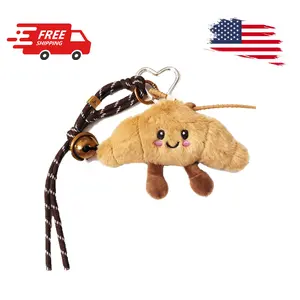 Croissant Plush Keychain - Cute Smiling Croissant Plush Bag Charm