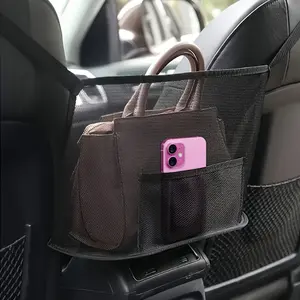 Front seat car storage box with PE board; 2-layer car storage bag, suitable for handbags and tablet computers; universal design for sedans, SUVs and trucks; anti-slip magic tape design; large-capacity seat gap storage box