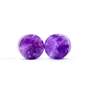 Amethyst Double Flare Pair Vibrant Purple Stone Gauge 3mm-32mm Amethyst Double Flare Pair Vibrant Purple Stone Gauge 3mm-32mm