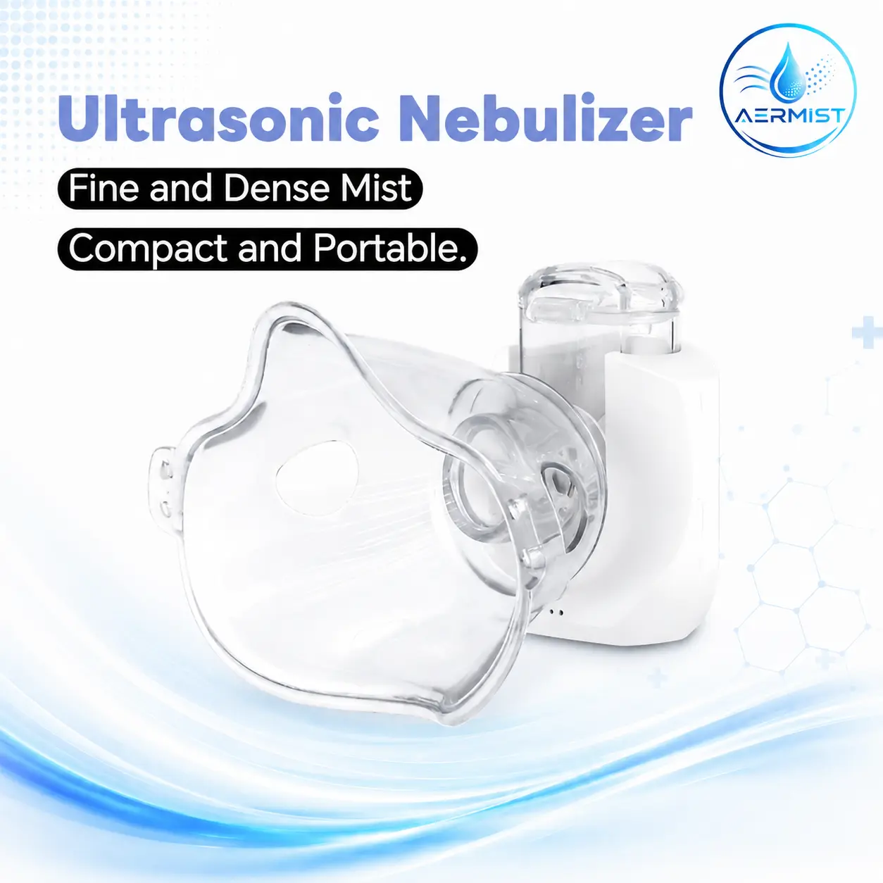 Portable Ultrasonic Nebulizer Machine, Rechargeable Mesh Nebulizer with Adult & Child Masks, Mouthpiece, Compact USB-Enabled for Home, Travel, Portable Nebulizer Machine