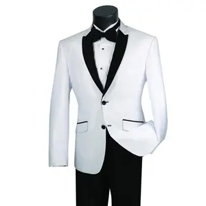Mens 2 Button Slim Fit Peak Shawl Tuxedo in White