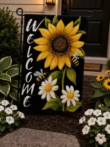 Sunflower Garden Flag – Double-Sided Burlap Outdoor Decor, 12 x 18 Inch Summer Yard Flag for Lawn & Patio