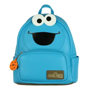 Sesame Street Cookie Monster 11" Mini Backpack Character Faux-Leather Small Bag Purse with Adjustable Shoulder Straps