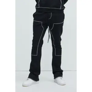 Tyson Stitch Skinny Flared Sweatpants - Black