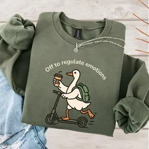[Sale off up to 50%] Off to Regulate Emotions Sweatshirt, Mental Health Pullover, Counselor Gift, SEL Therapist Crewneck, Funny Goose Teacher Sweater, streetwear graphic tee