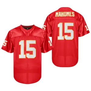 Men's Football Jersey #15 Black American Football Jersey V-Neck Sports Breathable Slightly Elastic Polyester Fiber Comfortable
