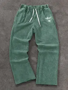 Vintage Acid Wash Treatment Baggy Sweatpants with Distinctive Star Print Detail - Y2K Streetwear Oversized Joggers for Men & Women, Retro Mineral Wash Wide Leg Trousers for Grunge Opium Aesthetic Outfits