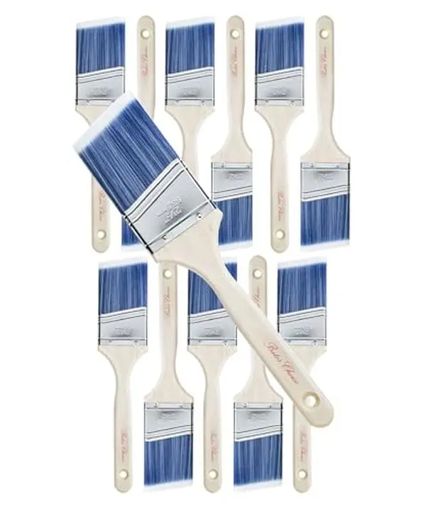 Bates- Paint Brushes, 2.5-Inch, 12 Pack Angle Brushes, Treated Wood Handle