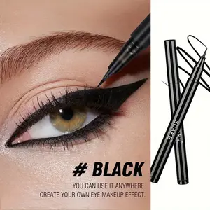 Black waterproof, sweat-proof, smudge-proof eyeliner - Ultra-fine, long-lasting liquid eyeliner for precise application, suitable for all eye shapes, natural look, quick application, and easy use