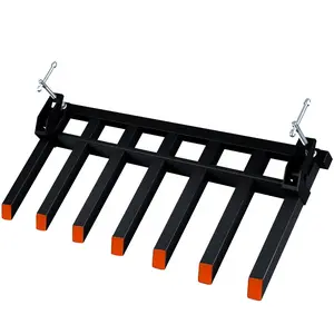Hipicute Clamp On Debris Forks to 68", Clamp-On Pallet Fork 6000 Lbs Capacity Load Fit for Loader Bucket Skidsteer Tractor, Black and Orange