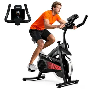 【SAVEYOUR】 Indoor Cycling Bike Stationary - Quiet Belt Drive Exercise Bike with LCD Monitor, iPad Holder, and 3-Way Adjustable Handlebars for Cardio Workouts at Home