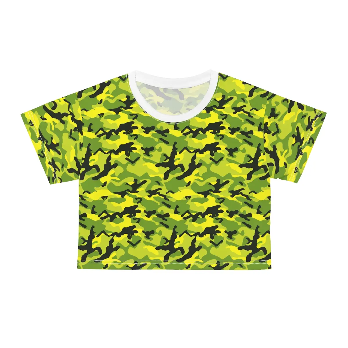 Lime Green Camo Crop Tee