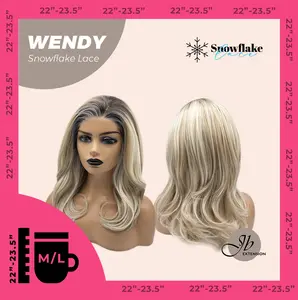 JBEXTENSION 18 Inches Mix Blonde Curly Pre-Cut Side Part Snowflake Lace Frontlace Glueless Wig WENDY【BENDY EAR TABS】- M/L