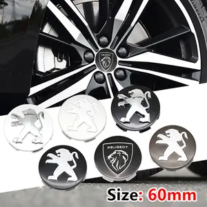 4pcs Peugeot Wheel HUB Center Caps, Integrated Thickened Reinforced Wheel HUB Decorative Cover, Dust Protection, Car Exterior Decoration Accessories
