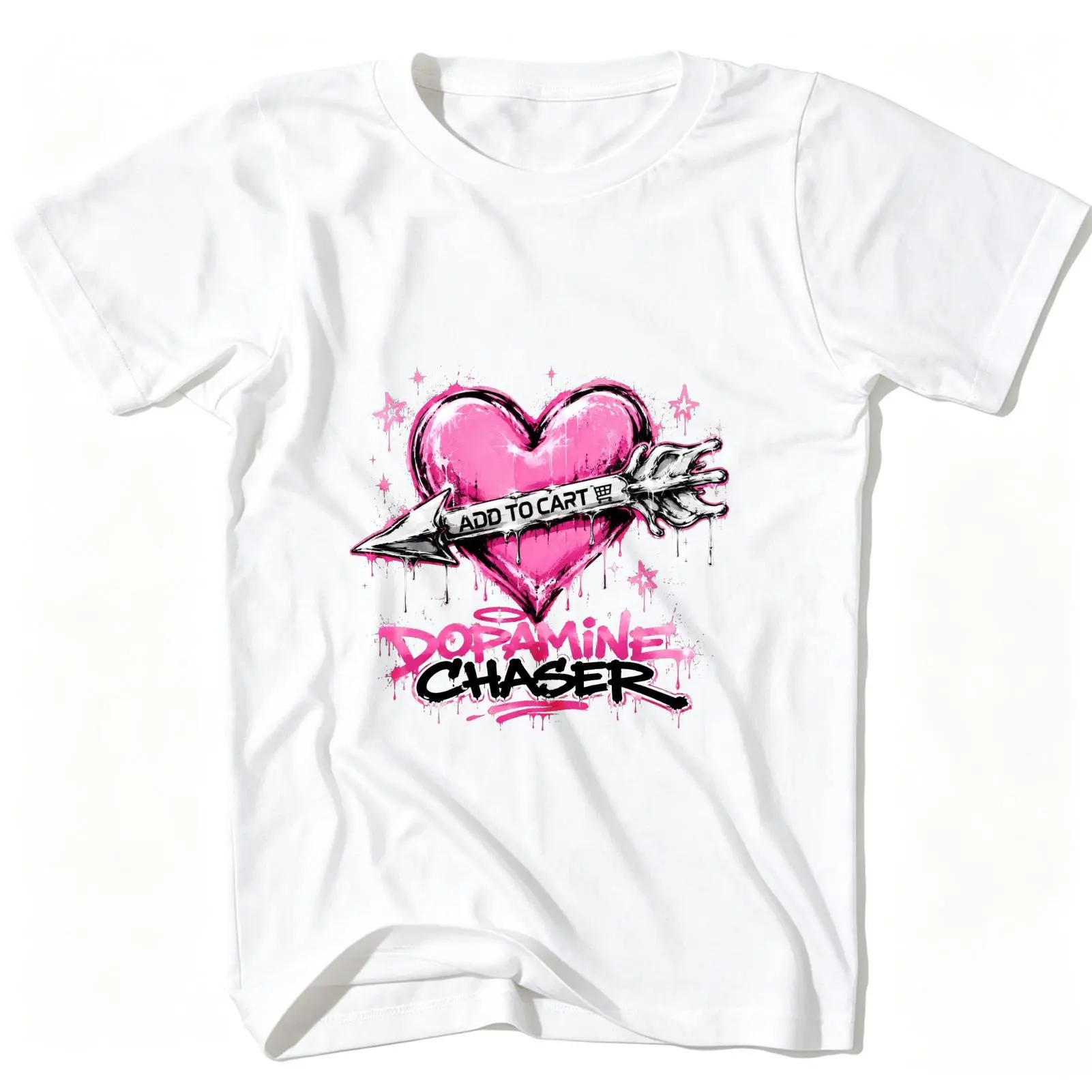 Carpesun Dopamine Chaser Graphic Tee Heart Arrow Design Screen Print Casual Wear Unisex Style Gift For Friends And Loved Ones
