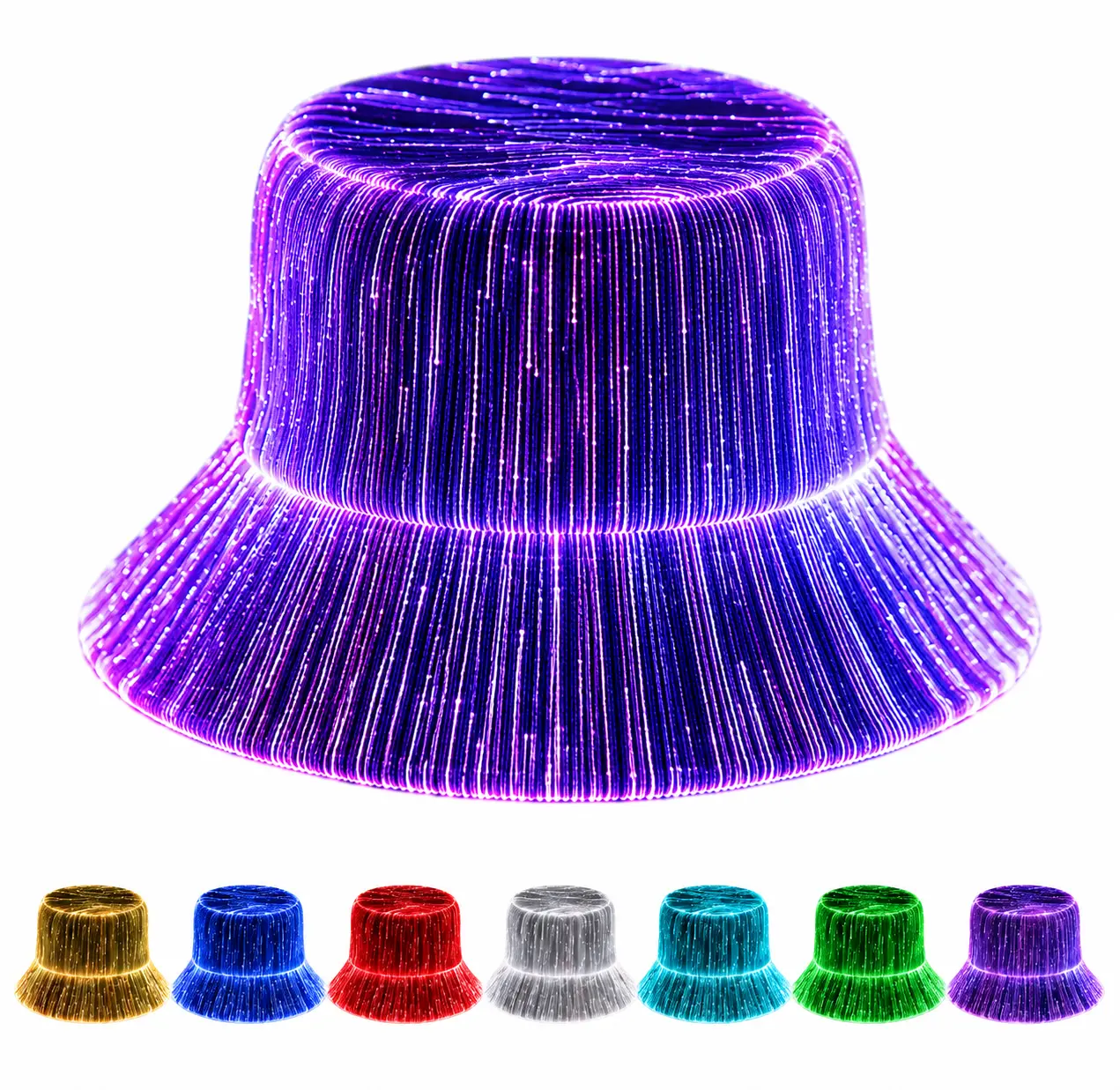 Light Up Bucket Hat 7 Color 5 Modes - Everyday Fisherman Hat by Day, Glow Hat by Night | USB Rechargeable for Festivals, Back to School, Halloween & Christmas