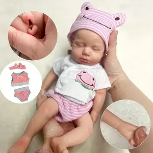 Otarddolls 12 Inch Realistic Silicone Girl Reborn Dolls Can Open Mouth 3D Painting with Visible Veins Full Body Soft Solid Silicone Reborn Dolls With Bald For Girl's Holiday Gift