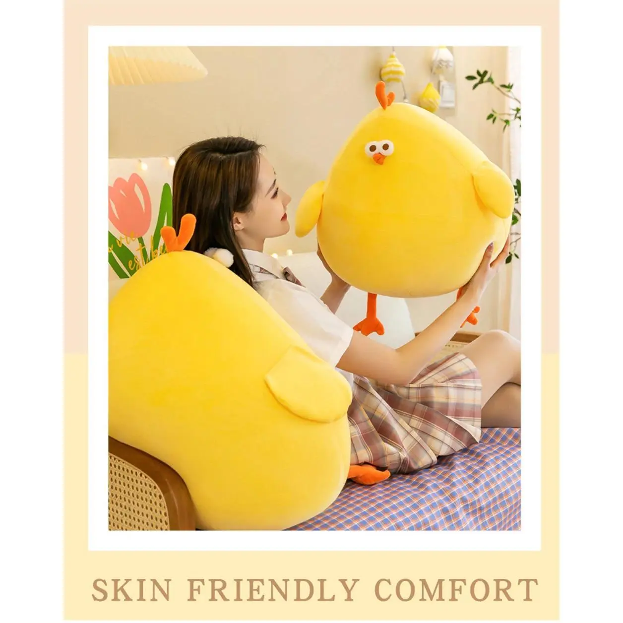 45cm Funny Expression Fat Chicken Plush Toy Pillow - Soft Fabric Huggable Size Cute Chick, Good Elasticity Unisex Neck-Seat Cushion, Bed/Birthday Gift for 3+ Yrs Boys (Toys & Hobbies Specialty DIY Supply), 3 - 4 Years
