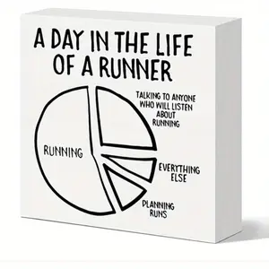 Runner Gift for Women Men, Running Lover Christmas Birthday Gift Marathon Runner Gift for Women Men Home Gym Fitness Decor Workout Decoration Wooden Sign, Decorative Plaque, Runner Life 5x5 inch