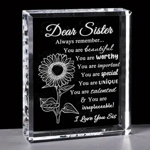 Sister Birthday Gifts From Sister, Complimentary Sister Gifts for Women, Sister Love Crystal Keepsake for Christmas, Creative Desktop Decoration, Acrylic Desktop Decoration