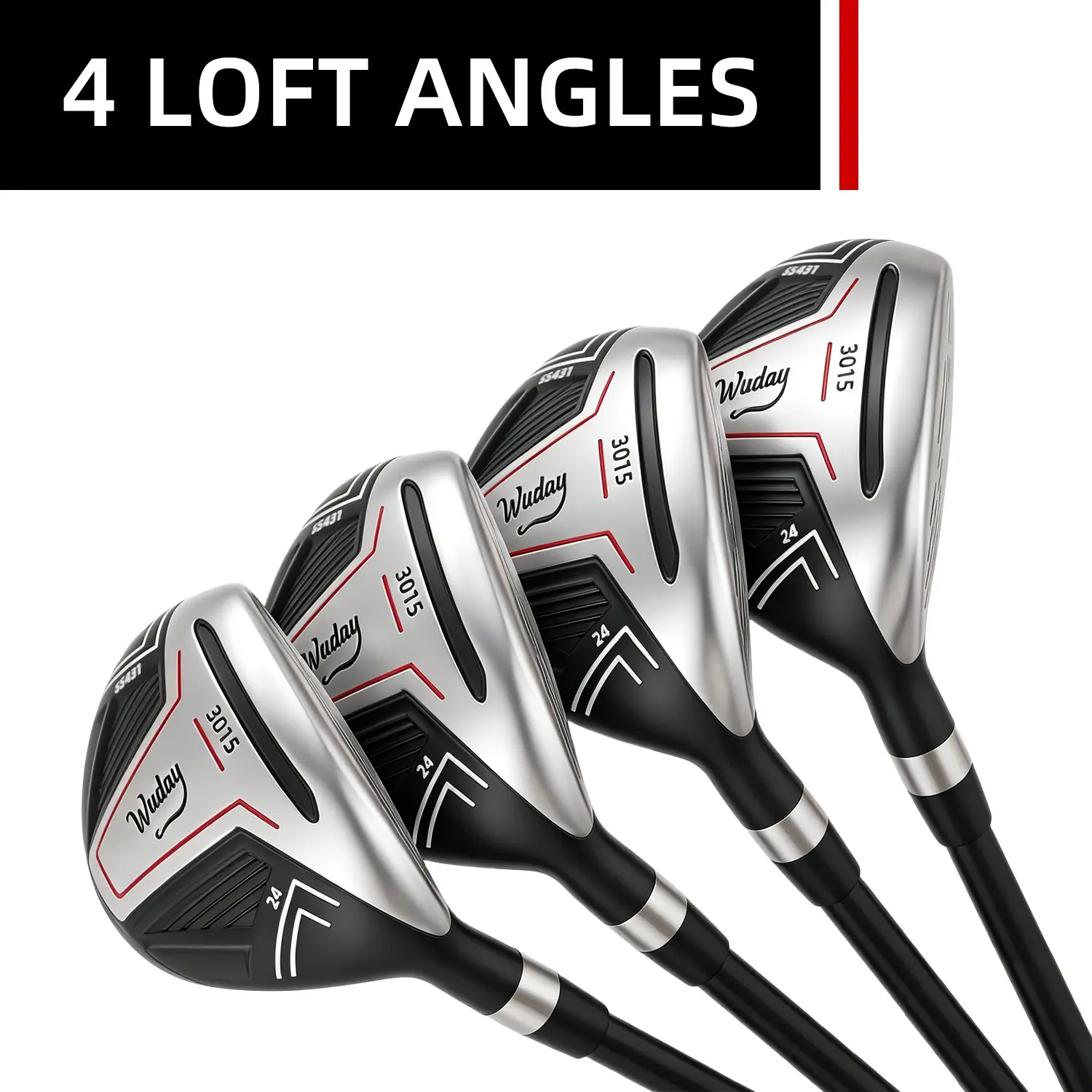 WUDAY Right-Hand Golf Hybrid Utility Club for Adults, 18/21/24/27 Degree Loft, 60% Carbon Fiber Shaft, S.S 431 Stainless Steel Club Head, Ultralight Stiff/Reg Flex, Premium Rubber Grips for Precision Shots, Lightweight & Durable, S.s 431 Club Head