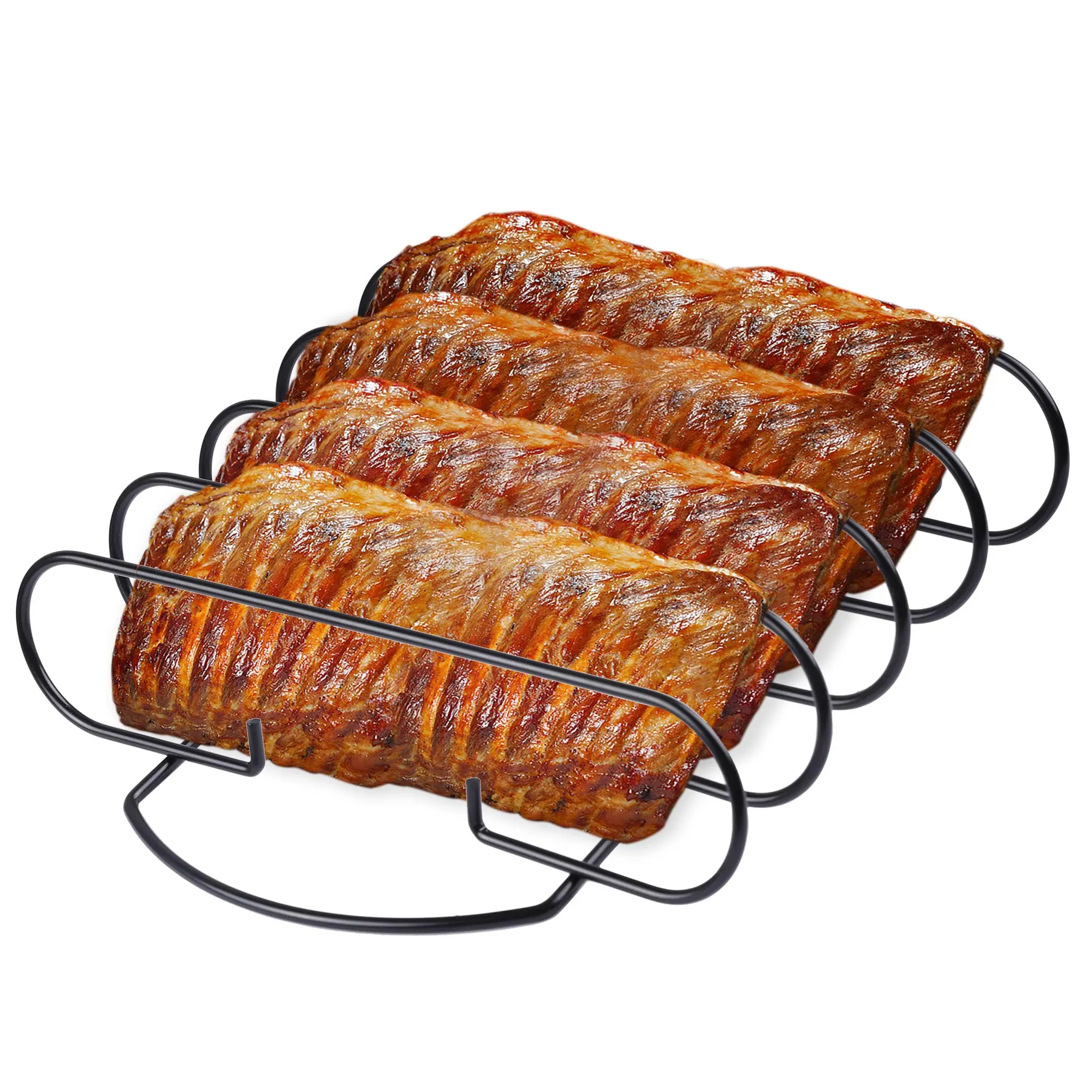 Royal Gourmet KL1106 Rib Rack, 4-Slot Non-Stick Rib Holder for Grill & Smoker, Vertical BBQ Rib Rack for Charcoal and Gas Grills, Space-Saving Meat Roasting Rack for Ribs, Steak & Chicken accessories