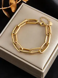 Fashion Trendy Double Layer Link Bracelet, Double Layered Bracelets, Fashion Jewelry for Party, Daily Clothing Decor, Trendy All-match & Exquisite Jewelry for Birthday Gift