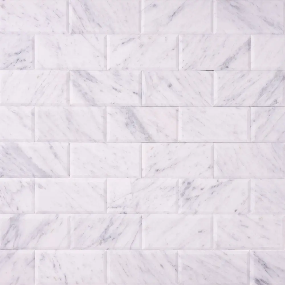 Carrara White 3x6 Beveled Subway Polished/Honed Marble Tile